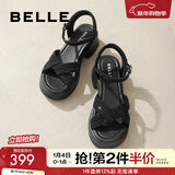 百丽（Belle）满钻条带繁星休闲凉鞋女商场款厚底凉鞋A9S2DBL4 黑色 37 (235mm)