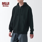 MUJI男式 毛圈棉 拉链连帽衫 男士男生宽松秋装卫衣 AB1LVA3A 黑色 S（165/84A）