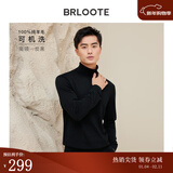 巴鲁特【可机洗】100%纯羊毛衫男士秋冬款修身打底针织衫保暖毛衣 炭黑-高 M （170/92A）