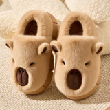 利达妮（TZLDN）卡皮巴拉儿童棉拖鞋女童6-12岁冬季室内家用保暖加绒可爱拖鞋男孩