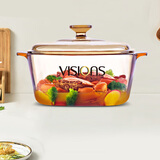 康宁（VISIONS）晶彩3L方锅汤锅炖锅琥珀玻璃锅煮锅明火可用家用