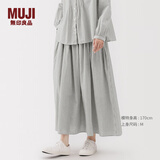 MUJI女式 棉纱 抽褶裙 长半身裙女款裙子25年秋季女装 BE1XTA5A 浅灰色条纹 S (155/62A)