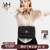 VANESSA HOGAN VH女包茵然软包菱格太阳神系列斜挎包链条腋下包单肩包新年礼物 黑色大号（容量升级）