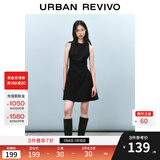 UR2025春季新款女摩登气质褶皱收腰显瘦无袖连衣裙UYY750030 黑色 XS