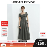 UR2025秋季新款女装休闲简约拼接修身短袖连衣裙UWM750025 暖灰 (偏长) M