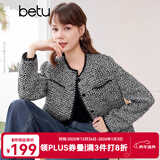 百图betu女装春季新款短外套高级感小香风长袖毛呢外套女2401T40 黑色 S