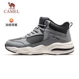骆驼（CAMEL）加绒男鞋高帮休闲父亲秋冬保暖棉鞋 K14C36L3635 中灰/黑 40