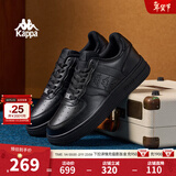 Kappa卡帕男鞋板鞋男冬季新款厚底小白鞋子男百搭休闲鞋情侣跑步运动鞋 黑色 35
