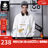 闪电潮牌（GENANX）套头卫衣简约嘻哈印花男拉绒卫衣 白色 XL