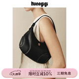 古良吉吉【圣诞礼物】棒球腋下包小号手提单肩包女斜挎包包包女黑色休闲包 黑色（两条肩带）