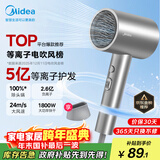 美的（Midea）5亿等离子护发电吹风 家用负离子吹风筒 1800W大功率 便携吹风机FJ308银 家电国家补贴 圣诞节礼物