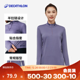 迪卡侬（DECATHLON）速干衣速干长袖女春夏季跑步长袖瑜伽服宽松训练健身服运动T恤 鸢尾紫（基础款） S