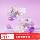 HELLOKITTY童鞋女童学步鞋炫彩亮灯鞋卡通库洛米发光鞋时尚运动鞋6703粉色28