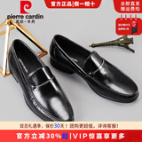 皮尔卡丹（pierre cardin）男鞋亮面羊皮舒软透气商务一脚蹬皮鞋男超轻底瘦脚乐福鞋专柜同款 京漆羊皮轻底偏瘦 38