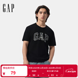 盖璞男女装2025春季新款纯棉字母印花logo短袖T恤上衣美版797924 黑色 M 美码 L亚洲码180/96A