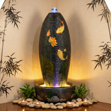 汇鑫泉运通流水摆件循环水招财风水轮落地水景公司办公室客厅店铺开业礼品 7819-M(43*43*105cm)