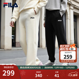 FILA斐乐官方针织长裤2025秋冬季新款休闲卫裤女子宽松直口运动裤卫裤 正黑色-BK XL 175/74A/XL