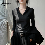 MJ STYLEV领连帽打底衫女2026秋冬季新款韩版修身显瘦磨毛保暖针织衫上衣