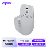 雷柏（Rapoo） MT760Mini中小手无线/蓝牙/有线多模办公鼠标 人体工学跨屏传输150小时续航11键可定义 灰白