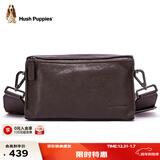 暇步士（Hush Puppies）男士单肩包斜挎包新款时尚户外通勤真皮邮差包牛皮小背包送男友 咖色窄肩带HA-2011708W-5010z