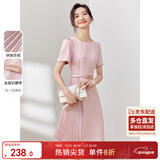 尚都比拉设计感拼接连衣裙夏季高级感气质百褶裙小个子中长裙子 粉陶色 S