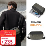 POLO单肩包男士商务斜挎包男休闲iPad包时尚男包手机包零钱包 灰绿/黑
