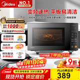 美的（Midea）家用变频微波炉平板式易清洁 800W微波速热 一键智能菜单 钻石背板 微晶面板加热20L（PM20M2）