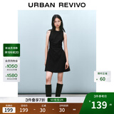 UR2025春季新款女摩登气质褶皱收腰显瘦无袖连衣裙UYY750030 黑色 XS