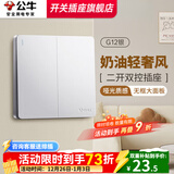 公牛（BULL）开关插座面板10a二三插5孔暗装墙壁电源G12银86型错位五孔插座 二开双控