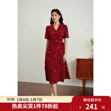 独束大码女装法式小翻领连衣裙女夏季新款遮肉显瘦雪纺裙子 红色-长款 XL （尺码：3）