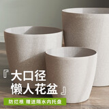 农宝北欧简约仿水泥花盆树脂塑料 蛋形加厚耐用花盆控根轻奢 口径22cm