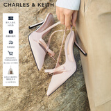 CHARLES&KEITH缎面蝴蝶结尖头高跟凉鞋女生日礼物圣诞礼物送女友CK1-60361556 Light Pink浅粉色 34