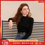 三彩2025冬季新款纯色针织衫玻璃纱拼接毛衫内搭打底衫修身M