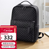 高尔夫GOLF背包男士时尚印花大容量双肩包男女防泼水电脑学生书包潮休闲商务旅行出差背包5I688466J黑色