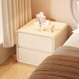 小匠材床头柜卧室小型家用收纳柜奶油风床头柜子免安装实木床头储物柜40