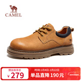 骆驼（CAMEL）低帮工装鞋秋季英伦皮革休闲男士马丁鞋 G15A076064 驼色 40