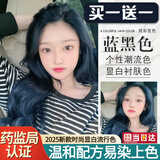 绿宸（2盒装）染发剂膏植萃男女士染头发遮盖白发物泡泡纯染发膏400ml 蓝黑色 200ml*2盒 0/88