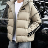 阿迪达斯（adidas）羽绒服男装女装 2025冬季新款户外运动防风保暖连帽休闲加厚外套 银灰棕/保暖/绒子含量80% L 【建议体重140斤-160斤】