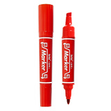 BUNKI记号笔油性大头笔马克笔双头物流玻璃钢材纸箱防水不可擦 10支 红色