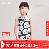 洲克（ZOKE）儿童连体三角卡通印花训练女童游泳衣122625826 黑白粉小熊花130