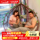 乐系（LEXI） 吊椅双人鸟巢秋千吊篮家用室内阳台吊兰户外吊床藤椅摇篮椅躺椅 双人咖啡色细藤特大号 静音款