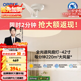欧普照明（OPPLE）风扇灯吊扇灯遥控LED照明Ra98餐厅卧室吊灯变频低噪包安装 冰风白