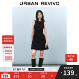 UR2025春季新款女摩登气质褶皱收腰显瘦无袖连衣裙UYY750030 黑色 M