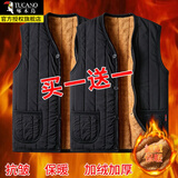啄木鸟【两件装】爸爸冬装背心加绒加厚保暖中老年人男士坎肩棉马甲 马甲黑色+马甲黑色 2XL