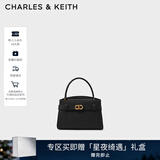 CHARLES&KEITH金属扣带凯莉包婚包手提单肩包包女包生日新年礼物CK2-50270880 Black黑色 S