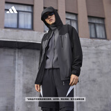 adidas拒水加绒内胆三合一连帽外套男女秋冬阿迪达斯官方轻运动   固态深灰   L