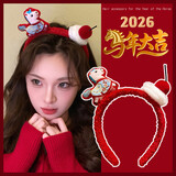 NIANFIN2026新年马年小马头饰儿童红色发饰发箍可爱小马礼物饰品女
