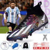 WEJIESS高帮足球鞋男女TF碎钉成人青少年学生儿童比赛人草训练比赛球鞋 黑银大钉 42 【球袜护板鞋袋】