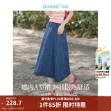 茵曼（INMAN）100%纯棉法式牛仔半身裙2025夏女装新款气质显瘦中高腰A字裙子 牛仔蓝 M