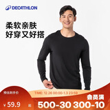 迪卡侬基础塑形/普拉提柔软弹性男士长袖T恤 黑色 2346909 M